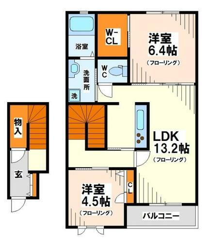 カーサソレアードＣ 2階 2LDK 賃貸物件詳細