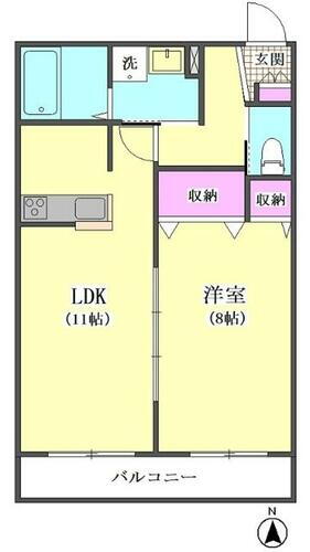 メゾンＫーⅡ 2階 1LDK 賃貸物件詳細