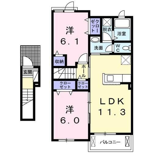 ベルフルールＣ 2階 2LDK 賃貸物件詳細