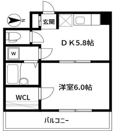 岡部ドエル参番館 6階 1K 賃貸物件詳細