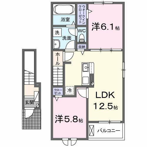 グレイス　カーサⅠ 2階 2LDK 賃貸物件詳細