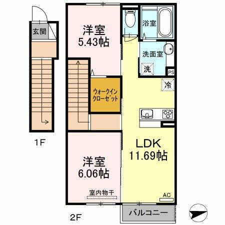Ｍ・フィールド 2階 2LDK 賃貸物件詳細