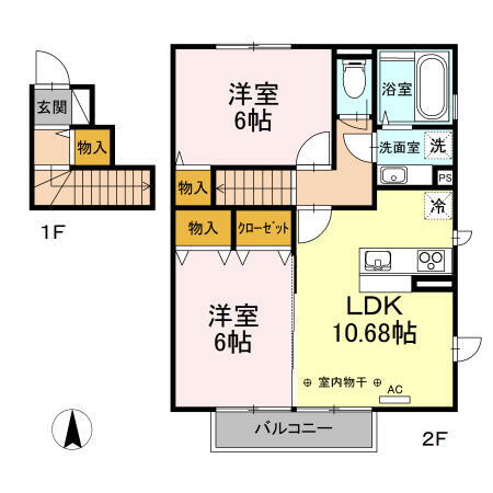 東京都日野市石田１丁目 万願寺駅 2LDK アパート 賃貸物件詳細
