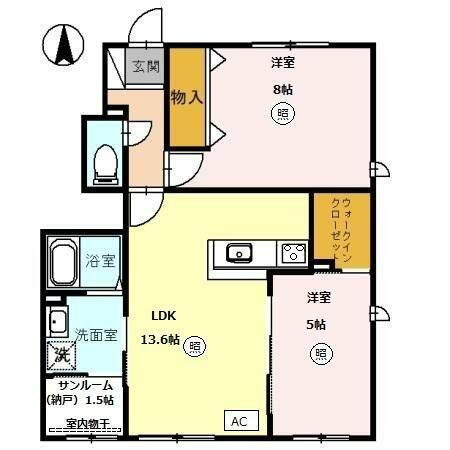 福井県福井市木田１丁目 赤十字前駅 2LDK アパート 賃貸物件詳細