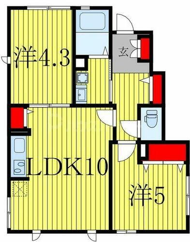 千葉県流山市松ケ丘２丁目 南柏駅 2LDK アパート 賃貸物件詳細