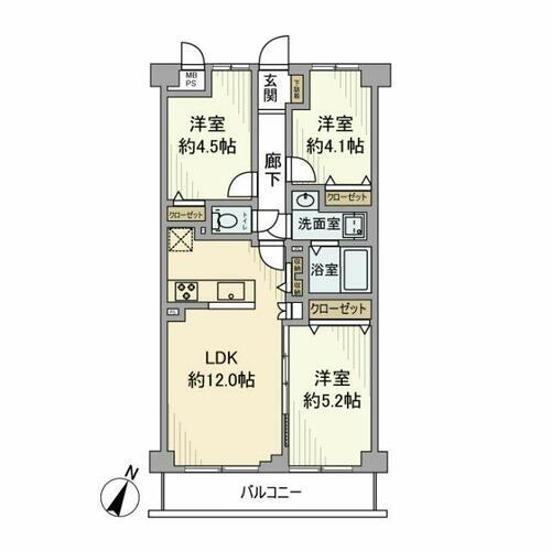 モナーク西浦和パークサイド 5階 3LDK 賃貸物件詳細
