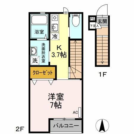 広島県福山市大門町２丁目 大門駅 1K アパート 賃貸物件詳細