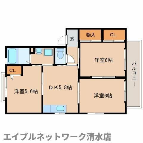 静岡県静岡市清水区渋川 桜橋駅 3DK アパート 賃貸物件詳細