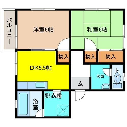 山口県岩国市室の木町４丁目 西岩国駅 2DK アパート 賃貸物件詳細