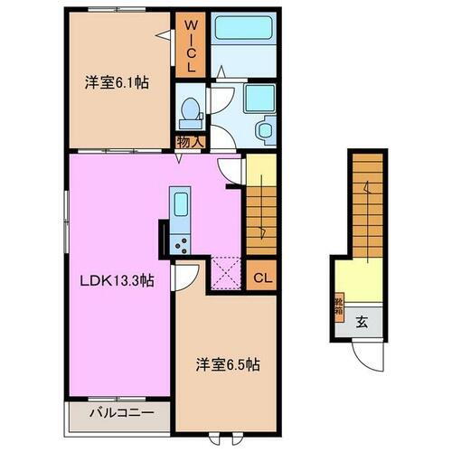 マルベリー　ヒルズ　Ⅱ 2階 2LDK 賃貸物件詳細
