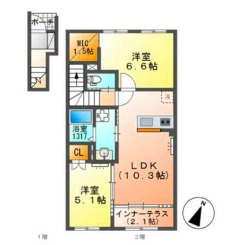 千葉県四街道市鹿渡 四街道駅 2LDK アパート 賃貸物件詳細