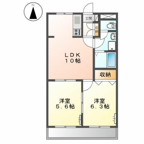 アメニティーハイツ２ 1階 2LDK 賃貸物件詳細