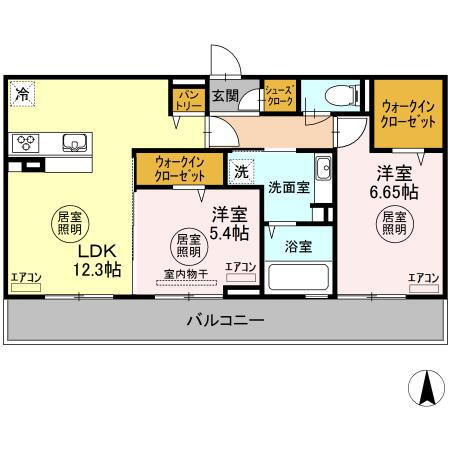 ゼフィール 3階 2LDK 賃貸物件詳細