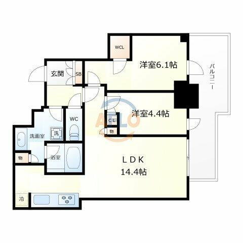 シエリアタワー大阪堀江 10階 2LDK 賃貸物件詳細