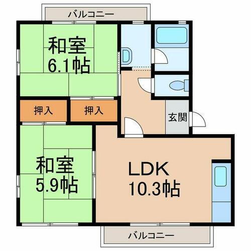 和歌山県岩出市川尻 岩出駅 2LDK アパート 賃貸物件詳細
