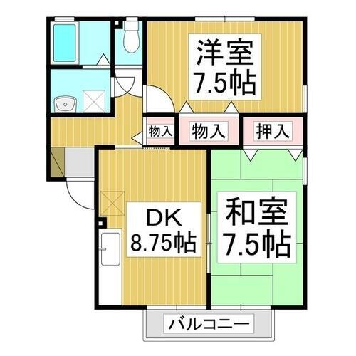 長野県長野市稲田４丁目 朝陽駅 2DK アパート 賃貸物件詳細