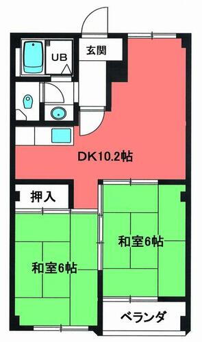 ハイツアップル 3階 2LDK 賃貸物件詳細