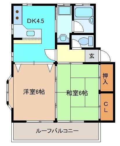 コーポ新小道　Ｂ棟 2階 2DK 賃貸物件詳細