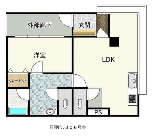 日興ビル 3階 1LDK 賃貸物件詳細