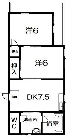メゾンドフルール生駒壱番館 1階 2DK 賃貸物件詳細