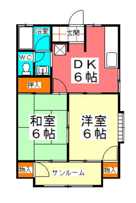 丸喜マンションサンシャルム　Ａ 1階 2DK 賃貸物件詳細