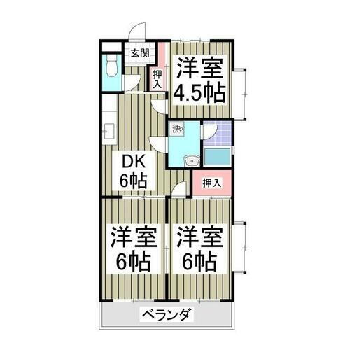 福田マンション坂戸　坂戸 3階 3DK 賃貸物件詳細