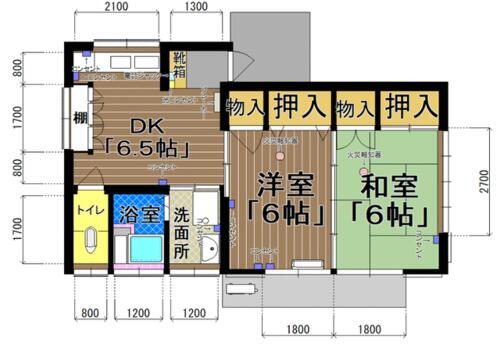  間取図。「１０ｃｍ以下切り捨て」