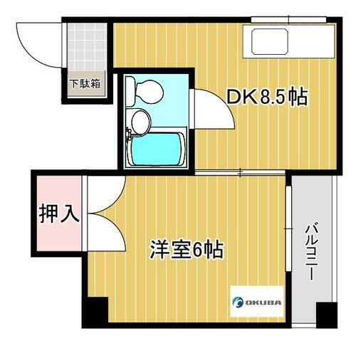 タウンハイツ畠中 3階 1DK 賃貸物件詳細