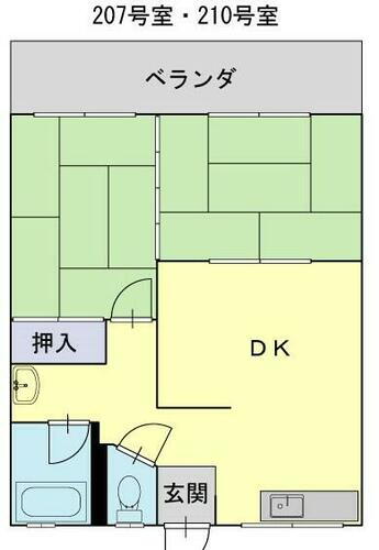 タカシナハイツ 2階 2DK 賃貸物件詳細