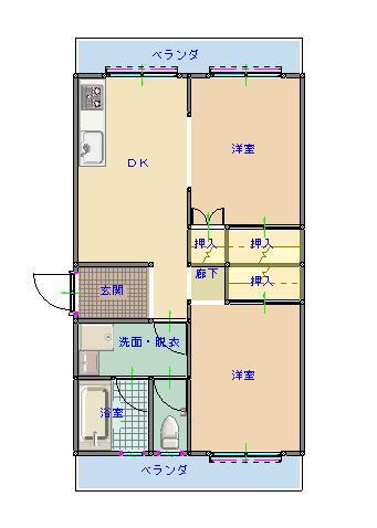 マンションフルーレ 2階 2DK 賃貸物件詳細