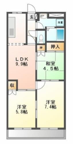 サンコートＡＳＡＢＡ 1階 3DK 賃貸物件詳細