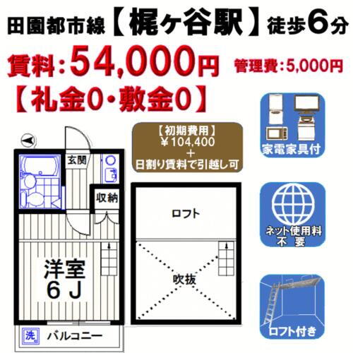 神奈川県川崎市高津区梶ケ谷２丁目 梶が谷駅 1SK アパート 賃貸物件詳細