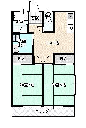  ２ＤＫ　４２．９㎡　最上階角部屋！２面採光のあるお部屋！通風・採光に優れた心地良い空間です！