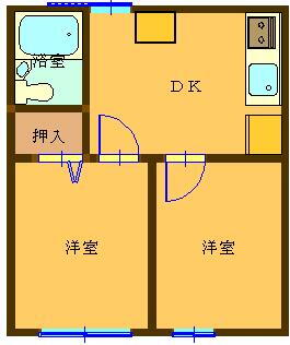  ２ＤＫの間取り図です（＊’ω’＊）お問い合わせお待ちしております（’◇’）ゞ※間取り反転、微差異あり