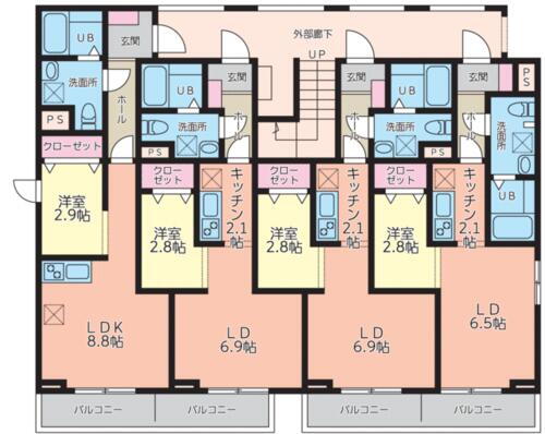 メリディアン吉岡 壱番館 1LDK 賃貸(賃貸マンション・アパート)