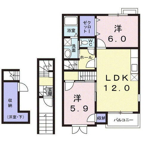 群馬県高崎市高関町 高崎駅 2LDK アパート 賃貸物件詳細