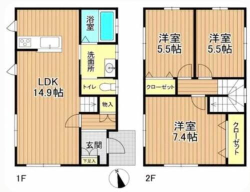 埼玉県春日部市南３丁目 一ノ割駅 3LDK 一戸建て 賃貸物件詳細