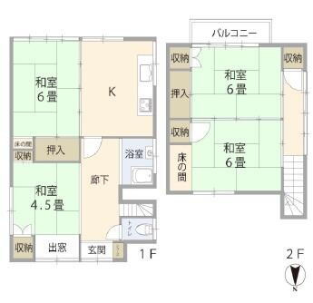 埼玉県越谷市赤山町１丁目 築61年12ヶ月 2階建