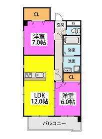 ノーブル陣原 3階 2LDK 賃貸物件詳細