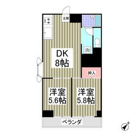 ハグロビル 5階 2DK 賃貸物件詳細