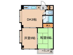 サニ－コ－トワタナベ 1階 2DK 賃貸物件詳細