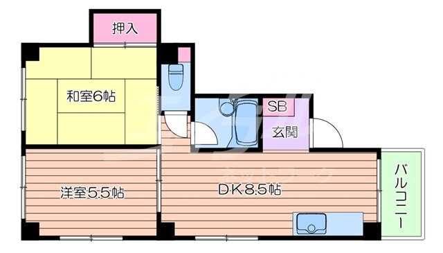 光栄ハイツ香露園 2階 2DK 賃貸物件詳細