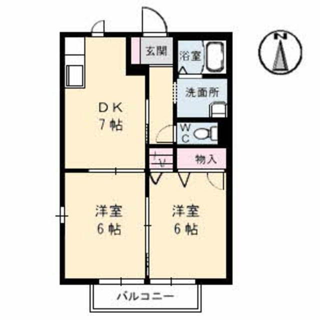 愛媛県松山市空港通２ 2DK アパート 賃貸物件詳細