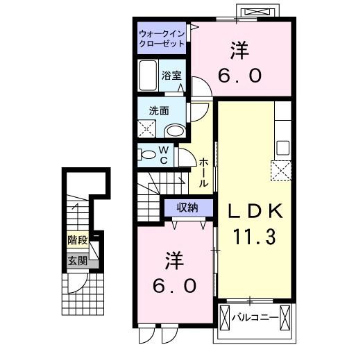 埼玉県春日部市六軒町 藤の牛島駅 2LDK アパート 賃貸物件詳細