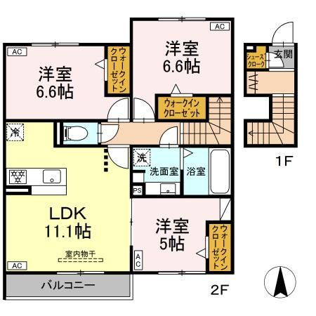 グランメゾンＥ 2階 3LDK 賃貸物件詳細