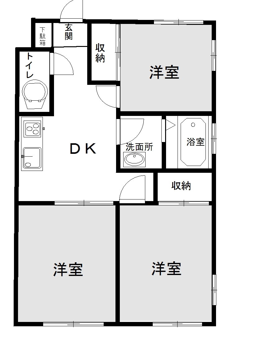 群馬県邑楽郡大泉町大字吉田 西小泉駅 3DK アパート 賃貸物件詳細