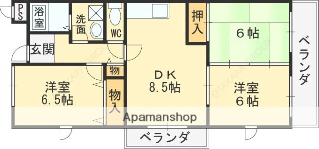 大阪府八尾市垣内１ 恩智駅 3DK マンション 賃貸物件詳細