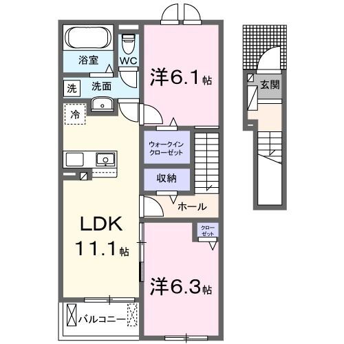 シャーウッド　ＩＩ 2階 2LDK 賃貸物件詳細