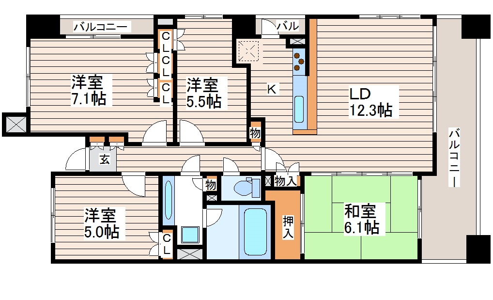 宮城県仙台市宮城野区榴岡２ 仙台駅 4LDK マンション 賃貸物件詳細