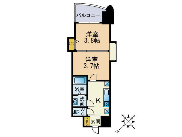 福岡県福岡市博多区堅粕２ 博多駅 2K マンション 賃貸物件詳細